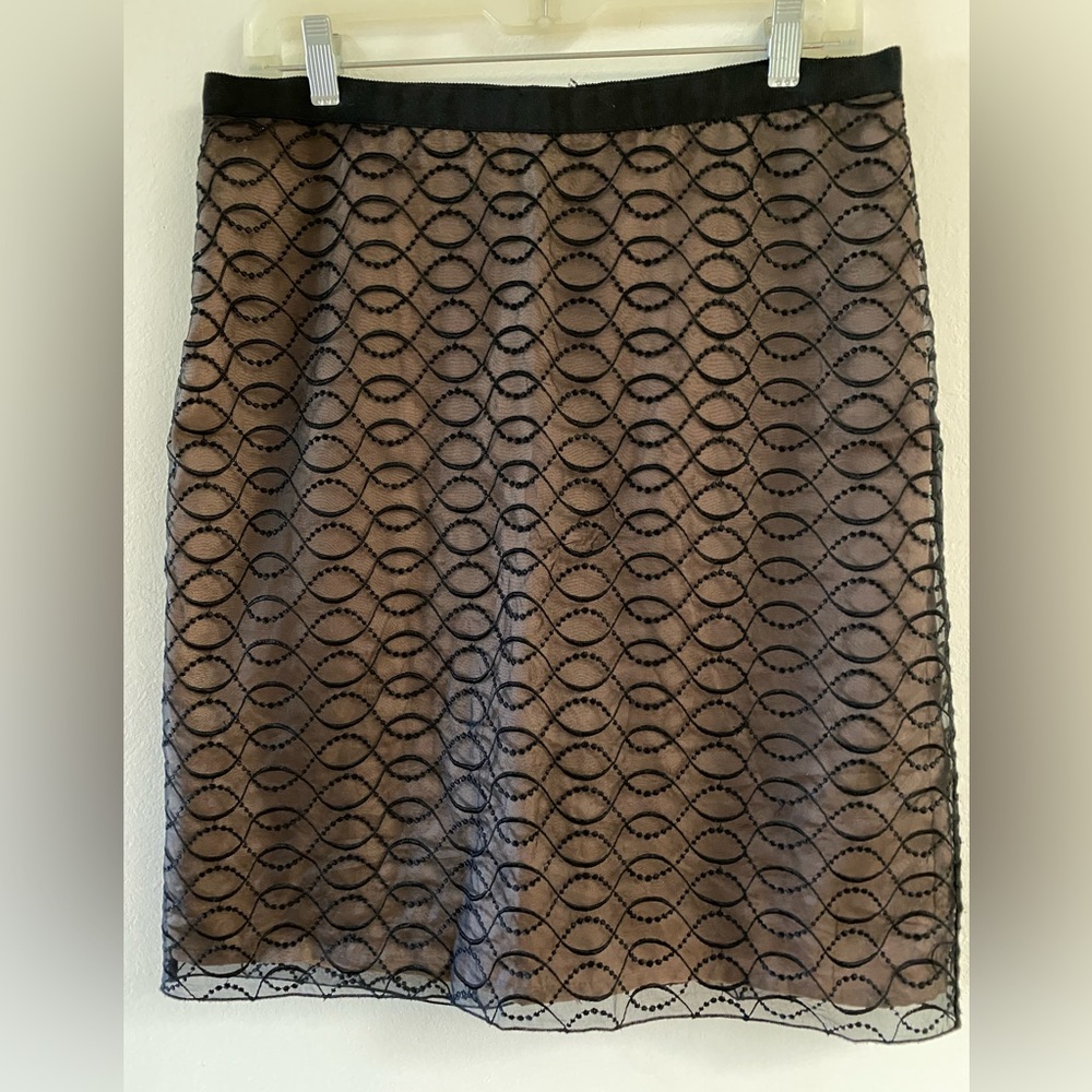 Kenar skirt size 10 black lace 100% silk